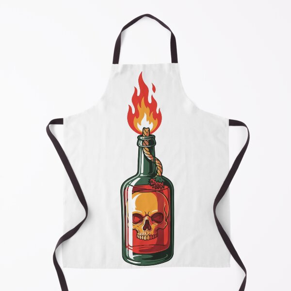 Item preview, Flaming Molotov Cocktail with Skull Inside Illustration designed and sold by AinulArtStor.