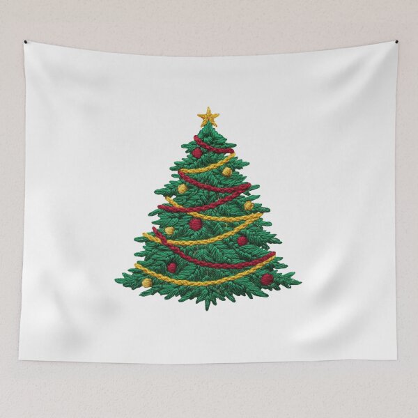 Item preview, Embroidered Christmas Tree Classic Holiday designed and sold by chattsuede.