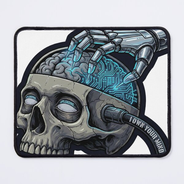 Item preview, Own Your Mind - AI Brain Upload Transhumanism Warning Skull T-Shirt designed and sold by MiracleDroplet.