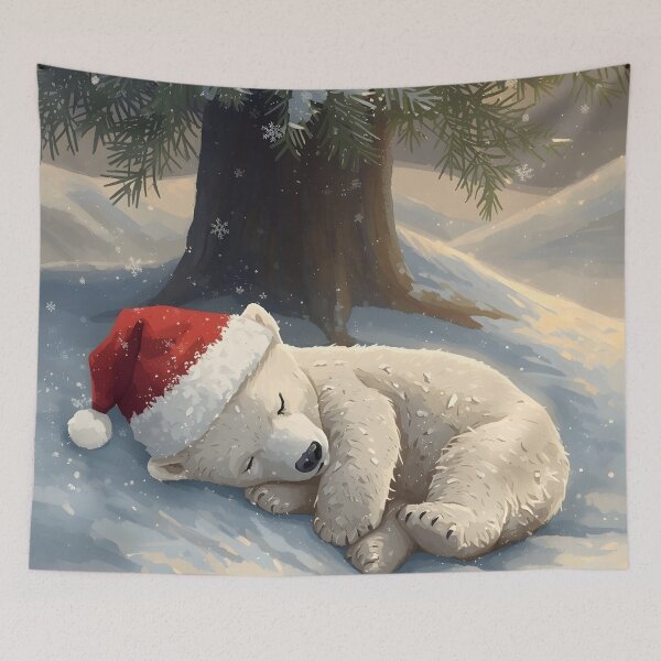 Item preview, Cute Polar Bear Cub Sleeping Christmas Art designed and sold by Valeree Store.
