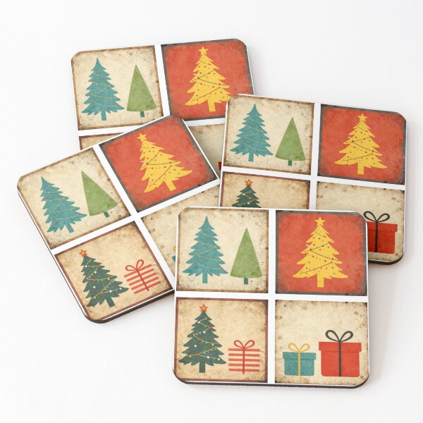 Item preview, 4 part xmas trees abstract colorful distressed design designed and sold by SmashingDeals.
