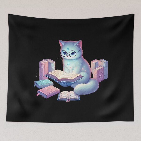 Item preview, Pastel Cat Wizard Studying Magic Texts designed and sold by LindaRuby1.