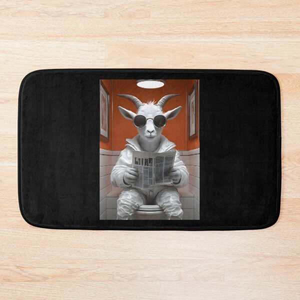 Item preview, Animal Toilet Cool Goat Shades Reading News Retro Orange Restroom designed and sold by kddeyihsg16.