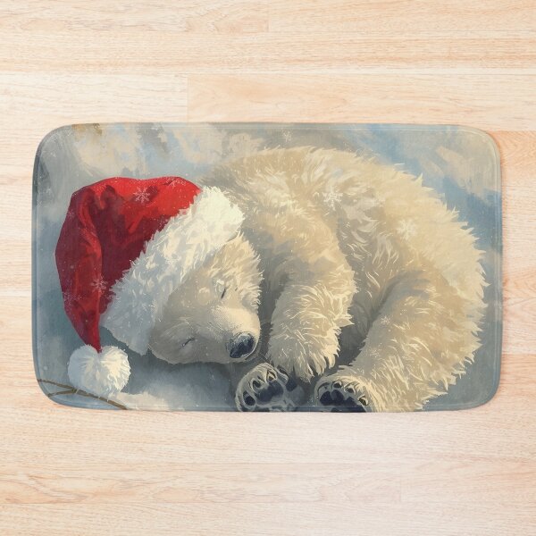 Item preview, Santa Hat Bear Under Fir Tree Illustration designed and sold by Valeree Store.