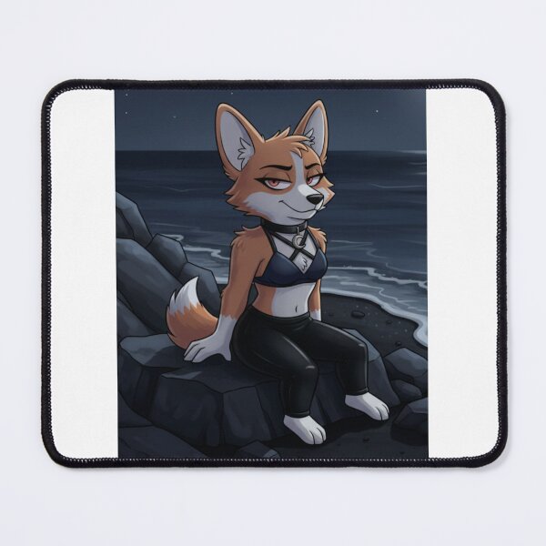 Item preview, Goth Short Corgi Hellhound on beach designed and sold by Prestons Corner.