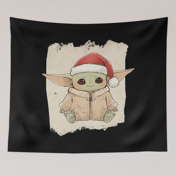 Aperçu de l'œuvre Bébé Yoda avec un bonnet de Père Noël créée et vendue par TamaraWithro8.
