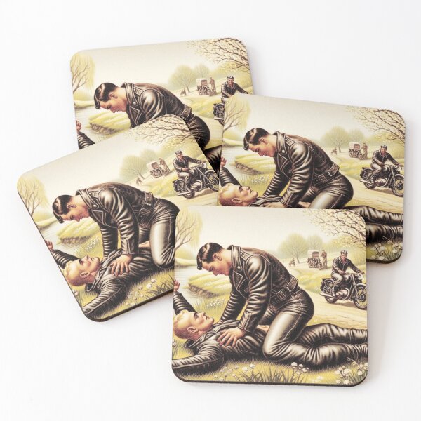 Item preview, 1940s Vintage Pointillism Boys Will Be Boys Berlin Bikers Tom of Finland Tribute Graphic Design designed and sold by ItsAKinkThing.