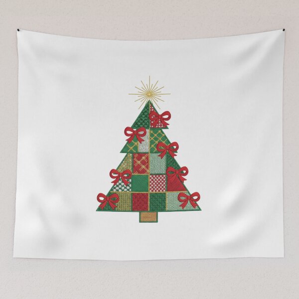 Item preview, Embroidered Christmas Tree Quilted Patchwork Festive designed and sold by chattsuede.