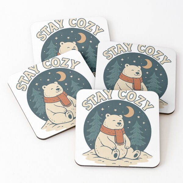 Item preview, Stay Cozy Bear | Cute Winter Aesthetic Snowy Night Illustration designed and sold by boredbiotic.
