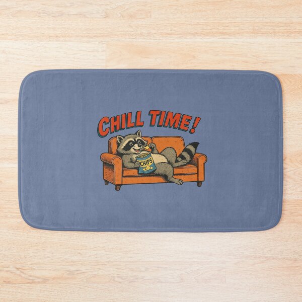 Artikelvorschau, Chill Time Waschbär – Retro-Illustration für einen gemütlichen Couch-Snack entworfen und verkauft von The Devil's Bargain.