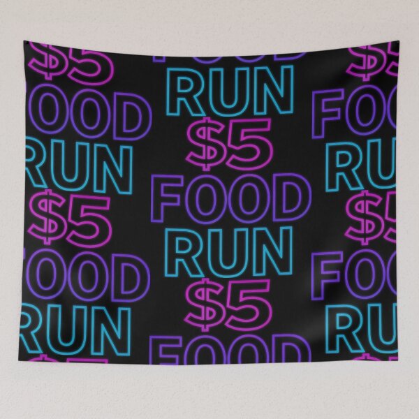 Item preview, Five Dollar Food Run Neon Typography Design designed and sold by SplashTastic.