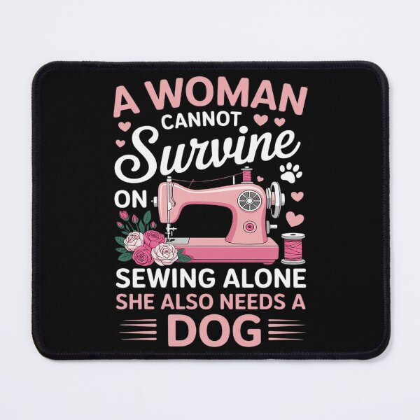 Item preview, Woman Sewing Alone Dog Sewing Machine Sewing Team Dog designed and sold by HardcoreTour.