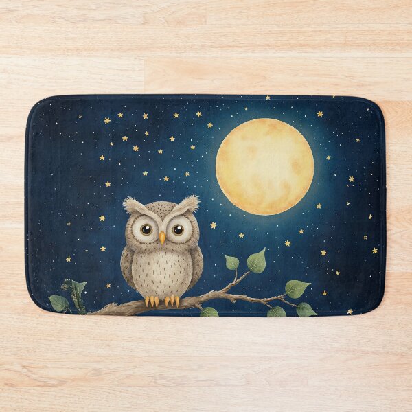 Item preview, Moonlit Owl – Cute Night Sky Animal Illustration designed and sold by Whimsical Hug.
