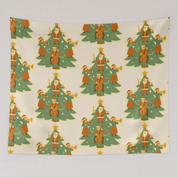 Item preview, Santa Christmas Tree Orchestra – Cute Holiday Music Illustration designed and sold by Tiny Joy World.