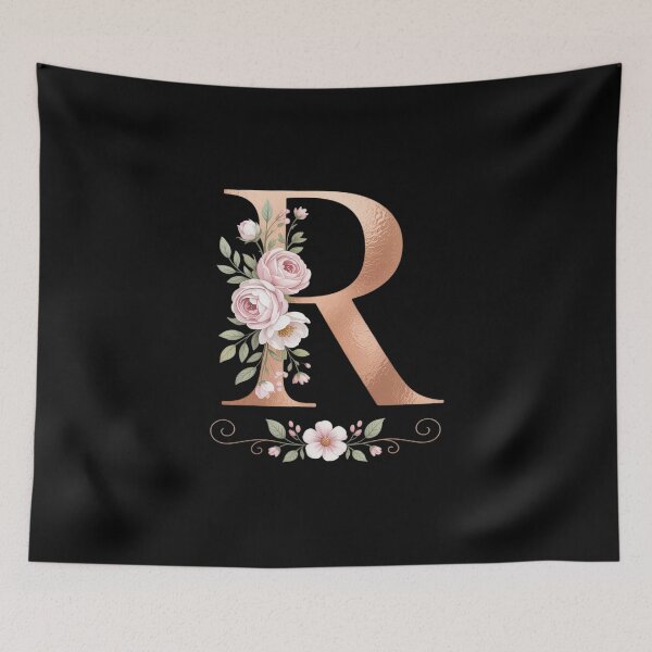 Item preview, WOMENS LETTER 'R' INITIAL WATERCOLOR DUSTY PINK ROSE FLOWER designed and sold by ToggleBet.