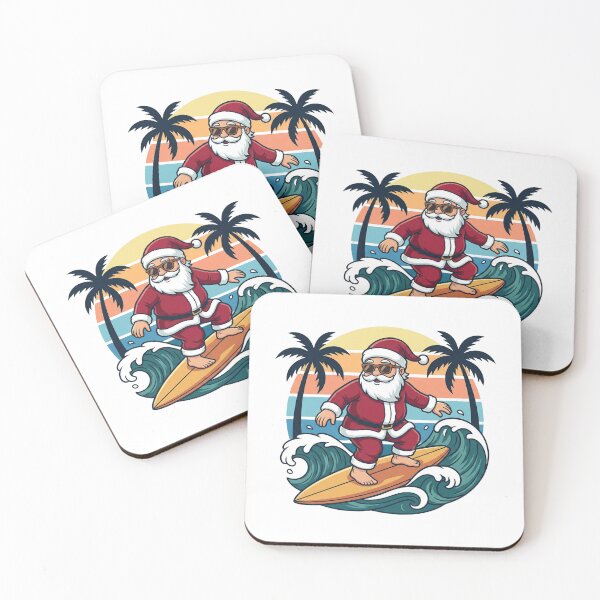 Item preview, Retro Cartoon Funny Surfing Santa Sunset Christmas designed and sold by chattsuede.