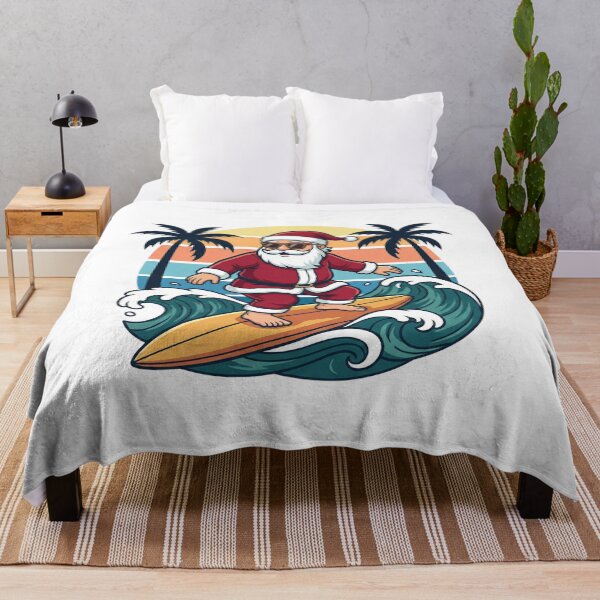 Item preview, Retro Cartoon Funny Surfing Santa Sunset Christmas designed and sold by chattsuede.