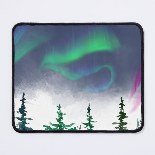 Item preview,  Northern Lights Over Winter Pine Forest | Northern Lights Watercolor | Pine Forest designed and sold by SMHaven93.