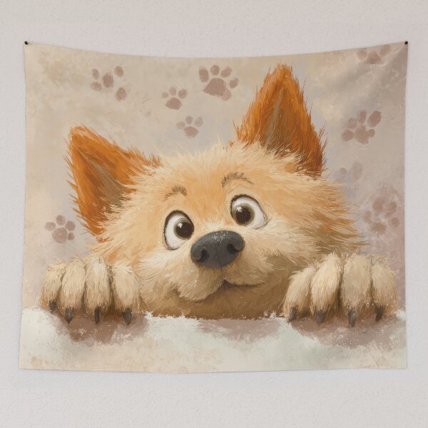 Item preview, Finnish Spitz Peeking over Wall 01 designed and sold by Elisabeth Lucas.