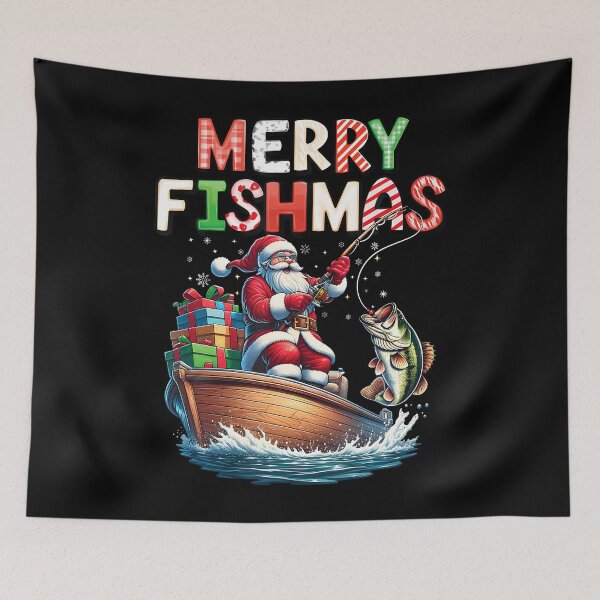 Item preview, Merry Fishmas Santa Fishing Lovers Funny Fisherman Christmas designed and sold by ChelseaEula.