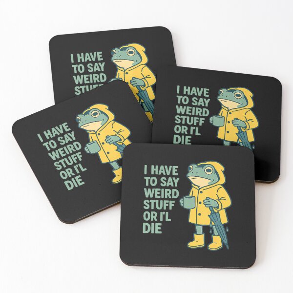 Item preview, Weird Stuff Frog Coffee Raincoat Toad Retro Funny Meme Quote designed and sold by ChantelNicole.