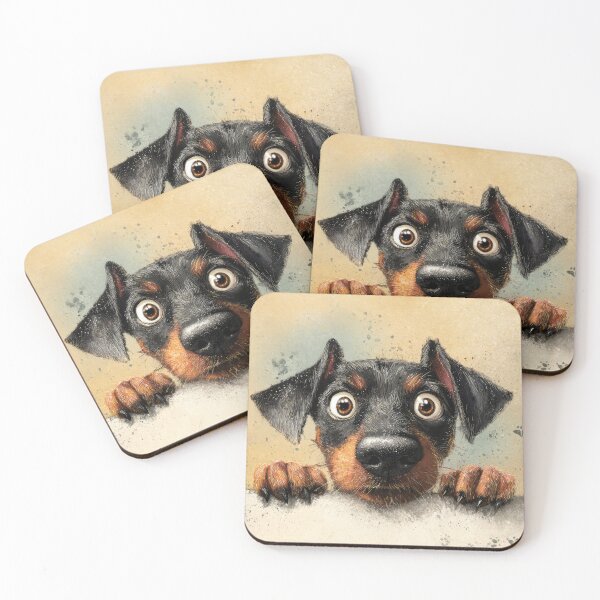 Item preview, German Pinscher Peeking over Wall 01 designed and sold by Elisabeth Lucas.
