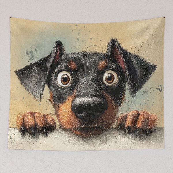 Item preview, German Pinscher Peeking over Wall 01 designed and sold by Elisabeth Lucas.