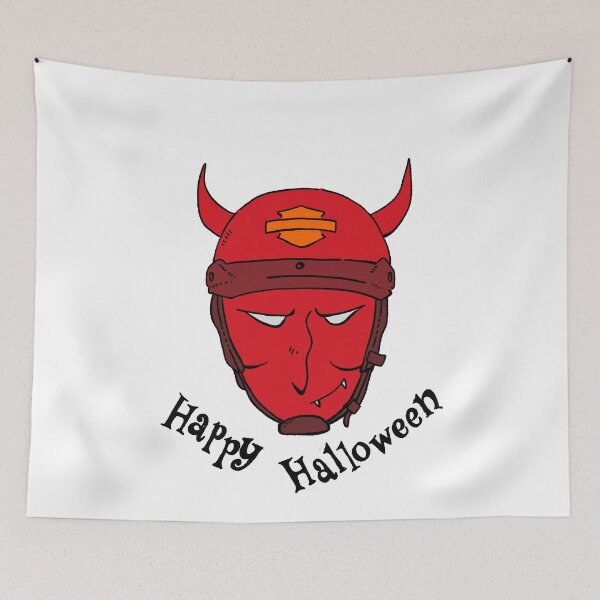 Item preview, "Happy Halloween" Devil Classic Rider - Sinister Horned Biker Graphic designed and sold by RNASstuff.