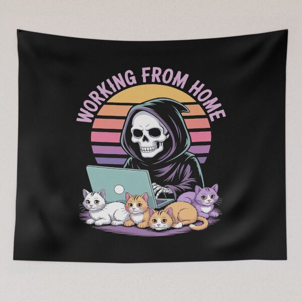 Item preview, Working From Home Scary Skeleton Sarcastic Remote Worker designed and sold by BubblePancake.
