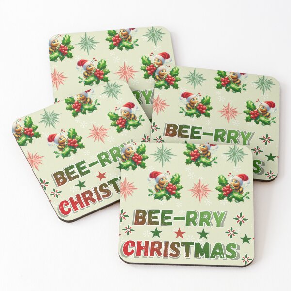 Item preview, Bee-rry Christmas Cute Bee Pattern designed and sold by HopeAndHustle.