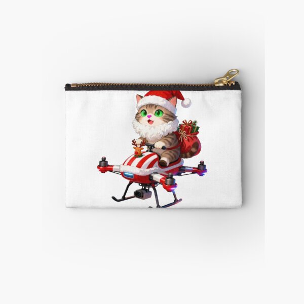 Item preview, Adorable Christmas Cat on Santa Drone – Festive Present-Delivery Illustration designed and sold by BlueYasmine.