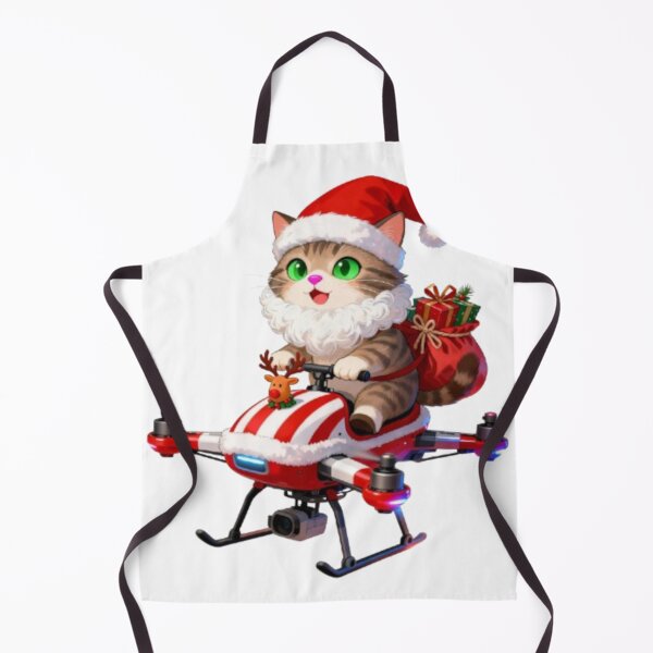 Item preview, Adorable Christmas Cat on Santa Drone – Festive Present-Delivery Illustration designed and sold by BlueYasmine.