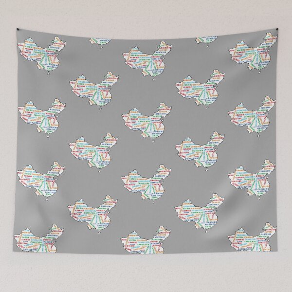 Item preview, China Cities Map – Colorful Urban Typography Design designed and sold by mashmosh.