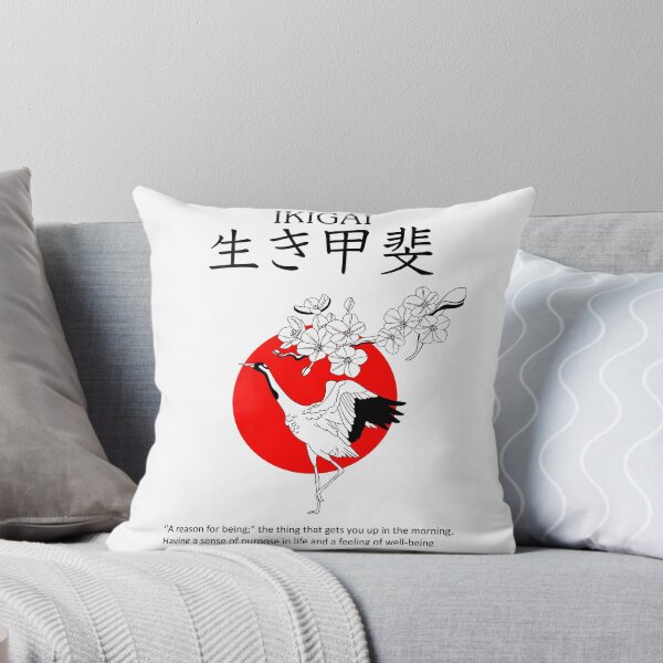 Item preview, Ikigai Crane & Cherry Blossom – Japanese Minimalist Motivational Art designed and sold by Rehma Wear.
