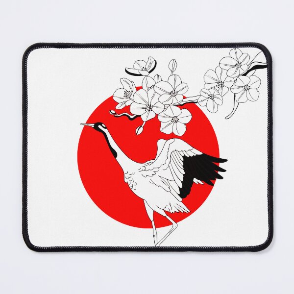 Item preview, Ikigai Crane & Cherry Blossom – Japanese Minimalist Motivational Art designed and sold by Rehma Wear.
