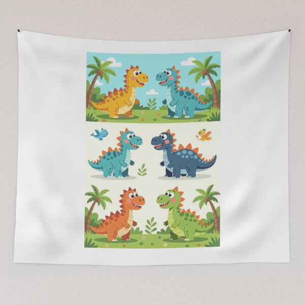 Item preview, Colorful Dino Characters for Kids designed and sold by ArtQueen777.