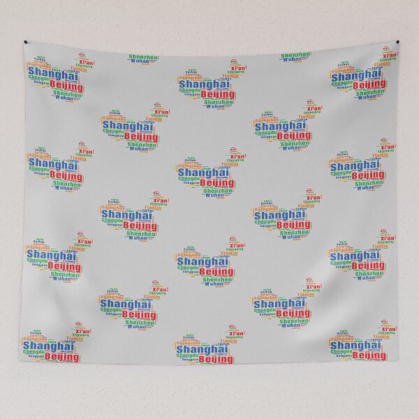 Item preview, China Word Cloud Map – Vibrant City Names Design designed and sold by mashmosh.