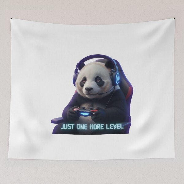 Item preview, Cute Tired Panda Gamer – “One More Level” designed and sold by Fun-and-joy.