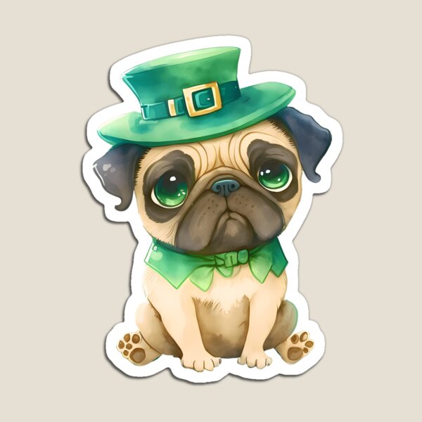 Item preview, St. Patricks Day Pug With A Leprechaun Hat designed and sold by SIGORDESIGN.
