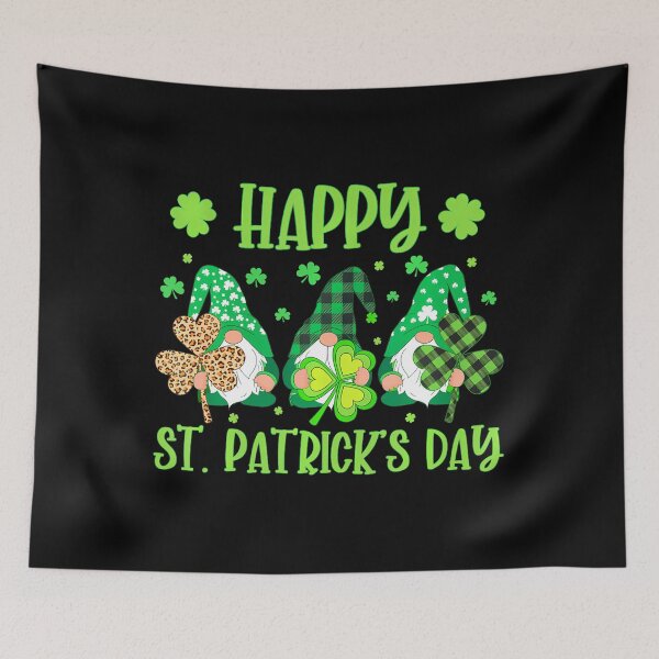 Item preview, Gnomes Holding Shamrock Green Plaid Leopard St Patricks Day designed and sold by SIGORDESIGN.