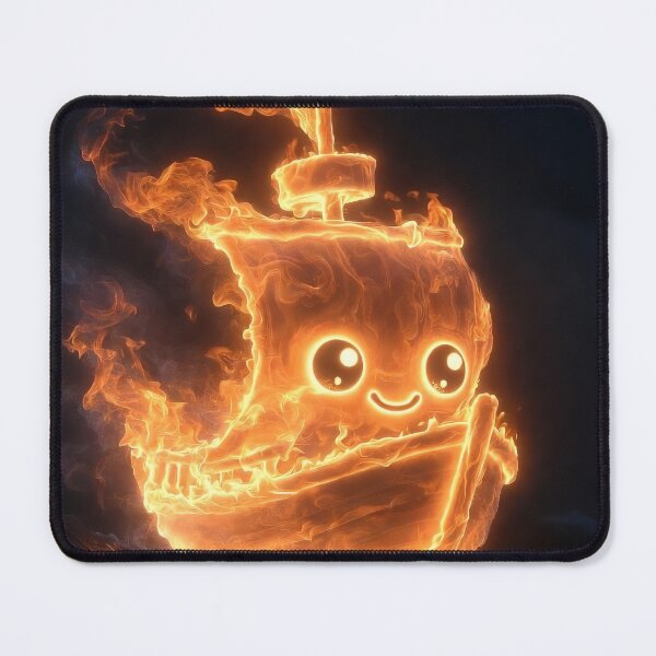 Item preview, Kawaii Fire Spirit Ship – Cute Burning Flame Boat designed and sold by NordseeSteel.