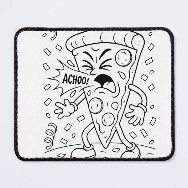 Item preview, Sneezing Pizza Slice – Funny Cartoon Line Art designed and sold by ComedyInkFactor.