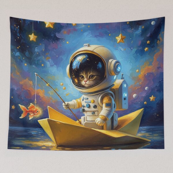Item preview, Cat astronaut fishing designed and sold by cloud lee.