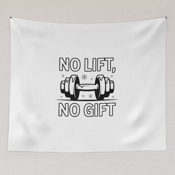 Item preview, No Lift No Gift | Minimalist Winter Fitness Dumbbell Line Art Design designed and sold by WSPrintCrafter.