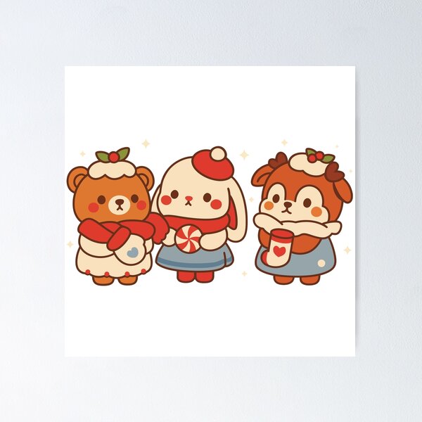 Item preview, Kawaii Christmas Trio designed and sold by ColorNestStudio.