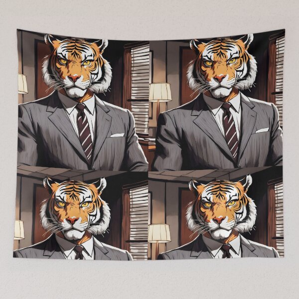 Item preview, Business Tiger Boss in Suit – Fierce Office Portrait designed and sold by EmeraldeaArt.
