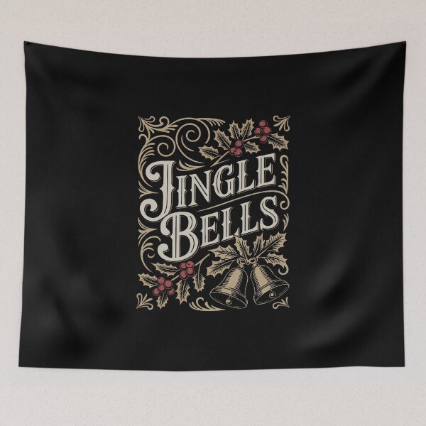 Item preview, Vintage Jingle Bells Typography Christmas T-Shirt | Classic Nostalgic Hand Lettering Holiday Apparel Gift designed and sold by 89BLACK.