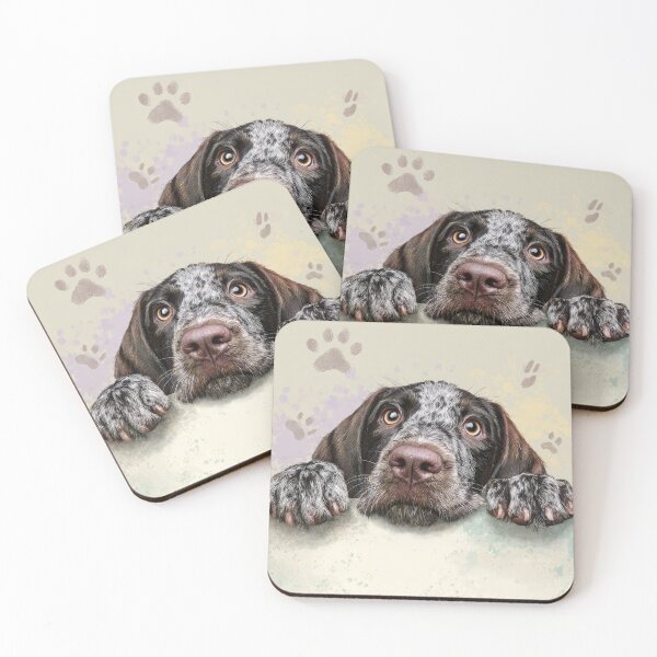 Item preview, German Wirehaired Pointer Peeking over Wall 01 designed and sold by Elisabeth Lucas.