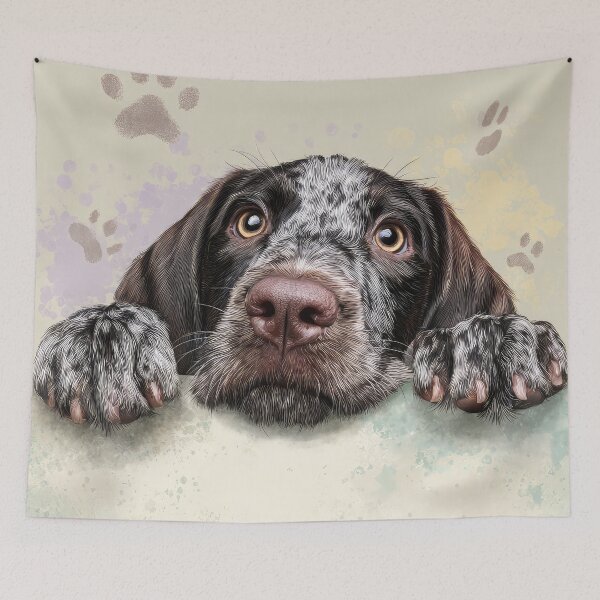 Item preview, German Wirehaired Pointer Peeking over Wall 01 designed and sold by Elisabeth Lucas.