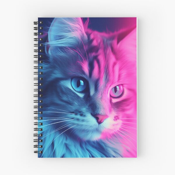 Item preview, Neon Synthwave Cat Portrait in Blue and Pink designed and sold by Coco Designs.